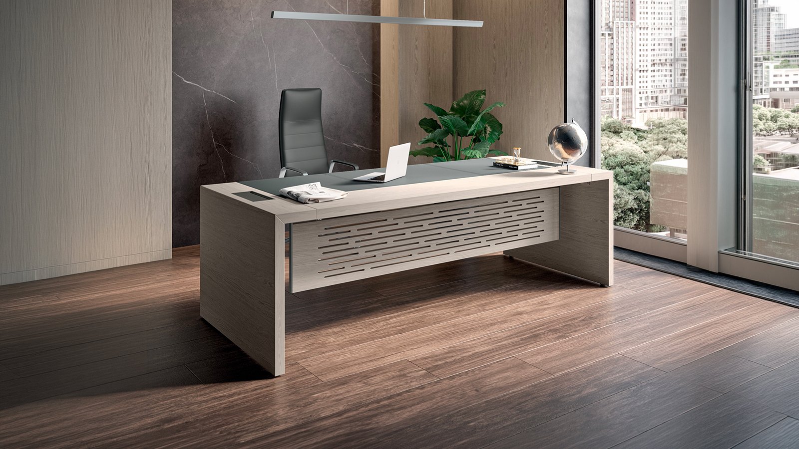 Biurko designerskie e-10 od Quadrifoglio w orzechu amerykańskim