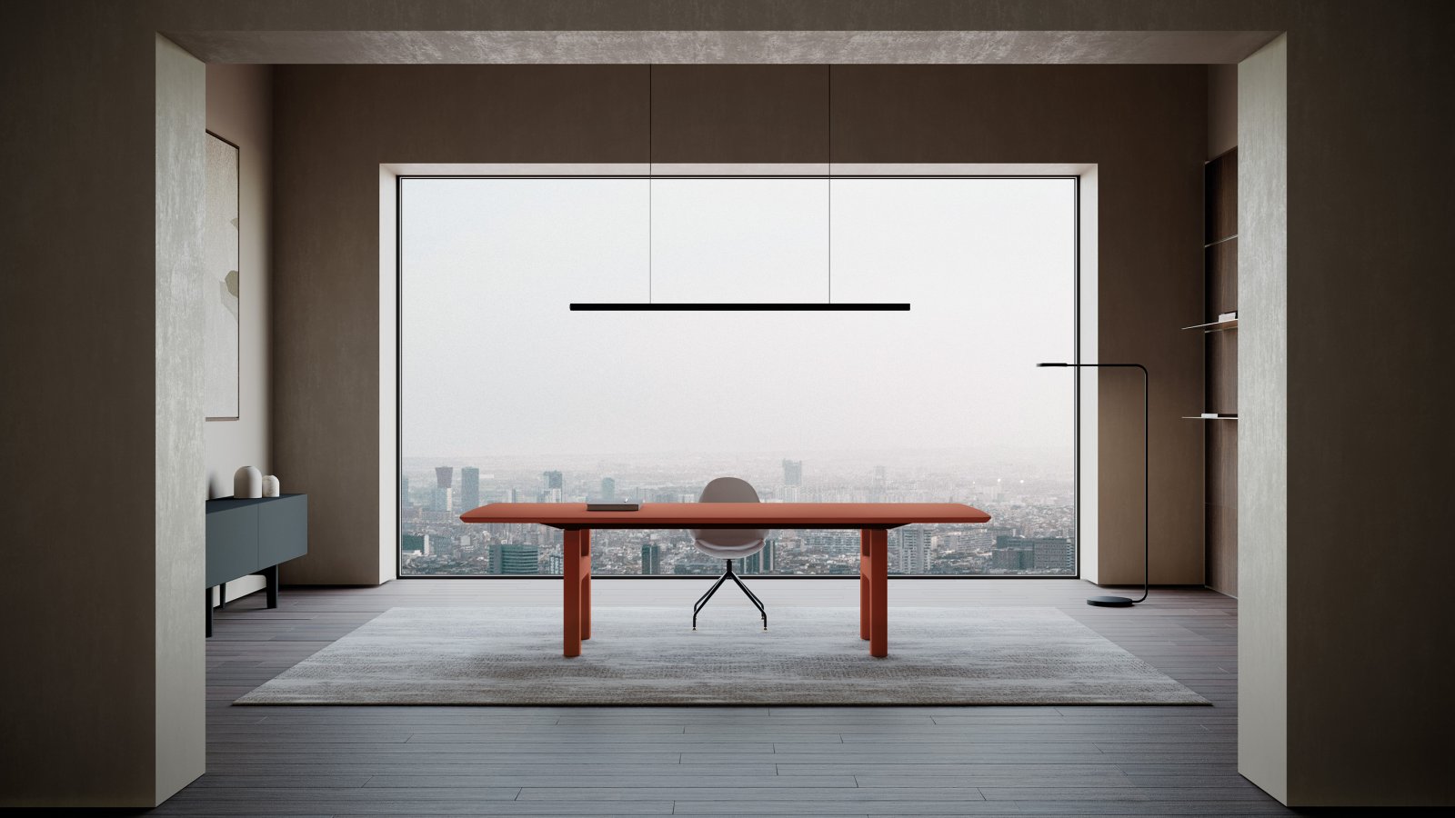 Biurko gabinetowe Hito od IVM Office z blatem z orzecha Canaletto