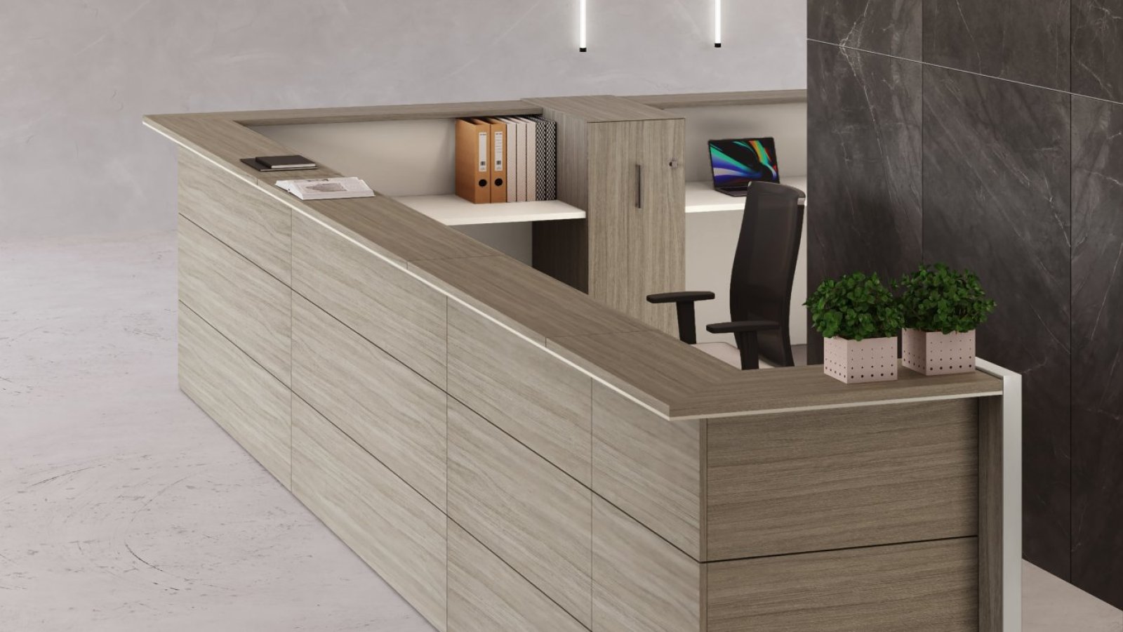 Lada recepcyjna Nice w lobby firmy w Warszawie