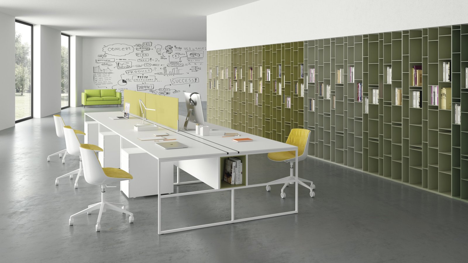 Stanowiska pracy 20.Venti MDF Italia ze stelażem stalowym 20 x 20 mm