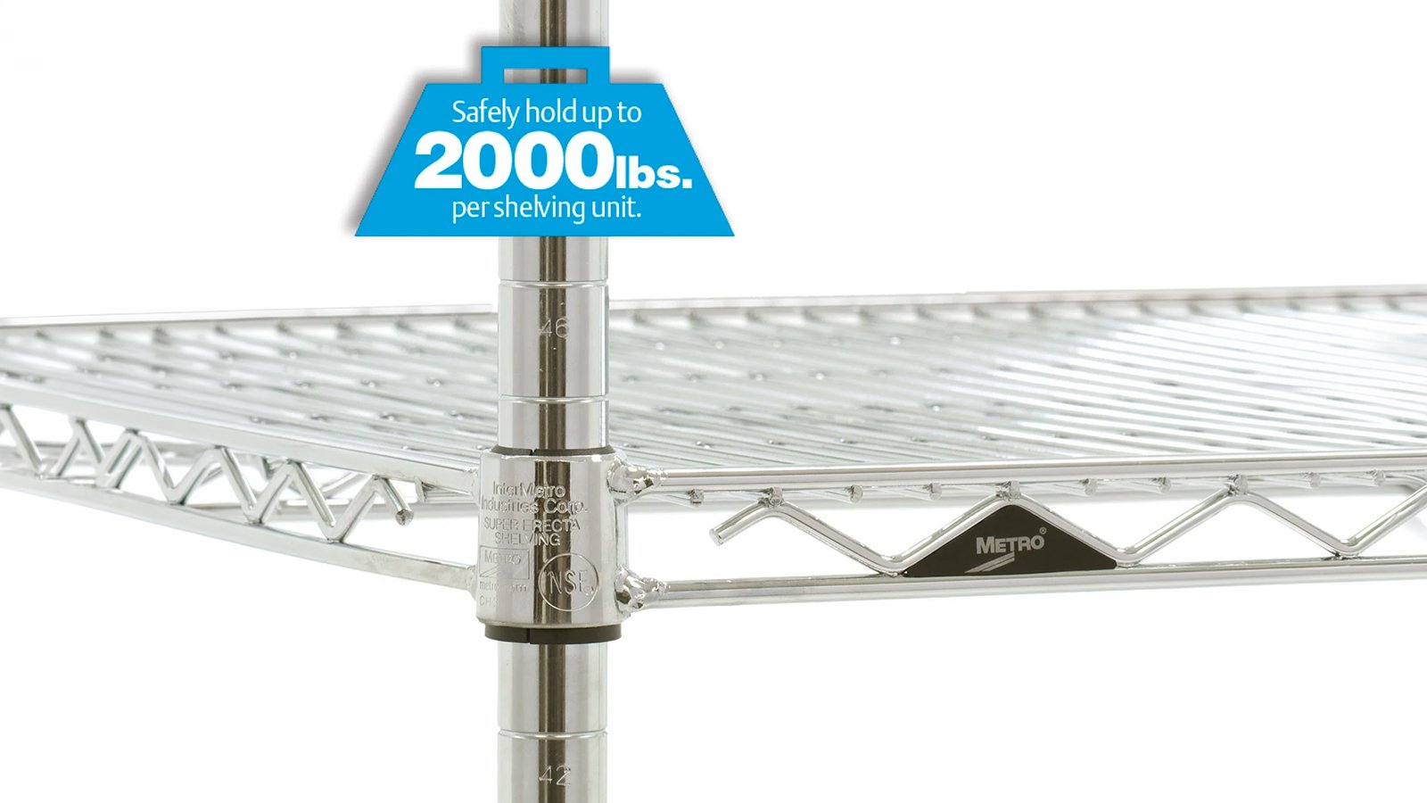 Regał z drutu chromowanego Super Erecta firmy Metro z regulowanymi półkami