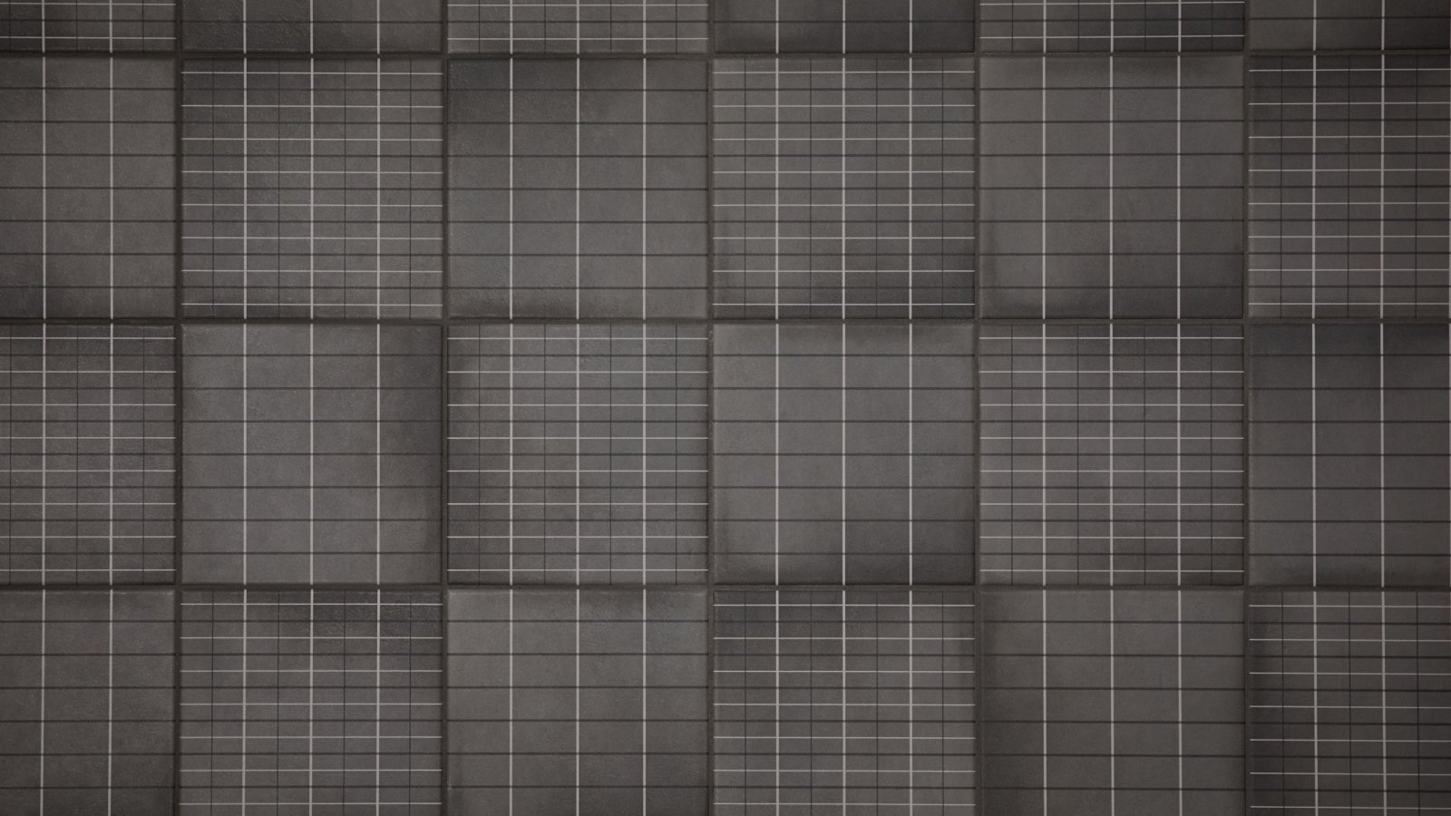 Sciana lazienki w plytkach Aurore Charcoal Grid L od Mutina