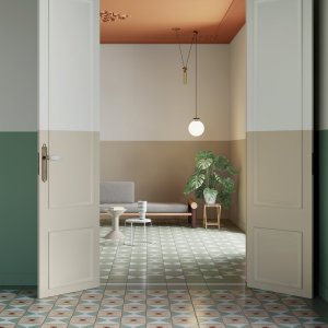 Szkliwiony gres Mutina ze wzorem Cones w formacie 20,5×20,5 cm