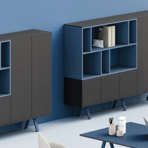 Bench na sześć osób z programu Lay z białą lampą z MDF
