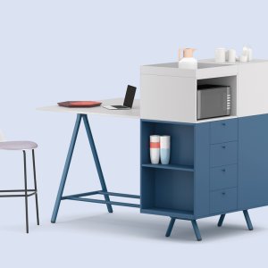 Kontener boczny 210 cm biurka gabinetowego Lay z komorami technicznymi