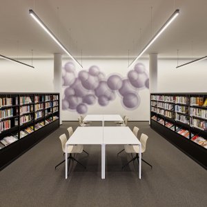 Wersja Office stołu Nuur z dwoma otworami na kable