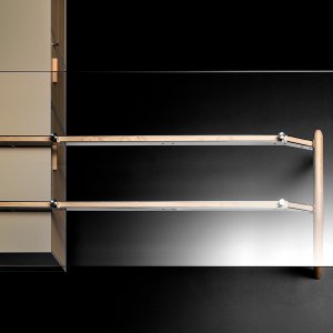 Integrowany regał wariantu szklanego Rail 220 cm