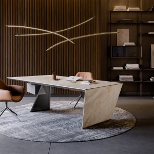 Biurko designerskie Nasdaq Cattelan Italia z ukośną stalową nogą