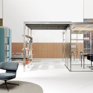 Wioska modułów CSS_Village od Citterio w otwartym biurze