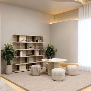 W przeszklonej sali konferencyjnej: Codutti Ginza z litego drewna