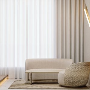 Lakierowany panel podstawy Ginza obok panelu z trawertynu