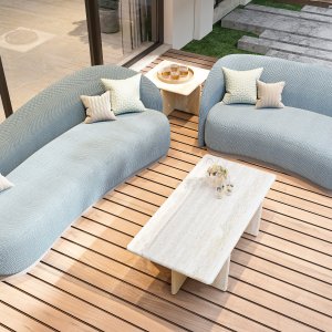 Okrągły stół Ginza o średnicy 120 cm na dwóch skrzyżowanych panelach, trawertyn i lakier