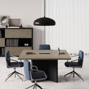 Kompozycja konferencyjna Elite 560 cm z rewizyjną kolumną kablową