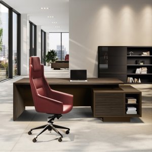 Stolik Elite 120 x 60 cm w Topoli Ciemnej na czarnej podstawie panelowej