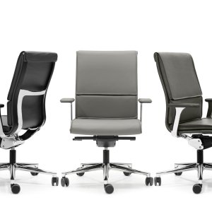 Detal dwubarwnej siatki elastycznej w Una Chair