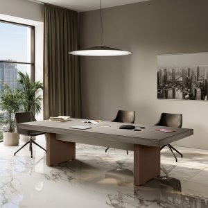 Stół konferencyjny Jera 2800 mm z blatem w dekorze drewna i wbudowanym Flip-Top
