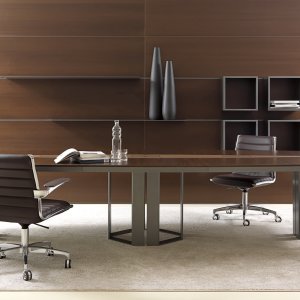 Niska komoda Lloyd wys. 86 z topem w EcoPelle Brown