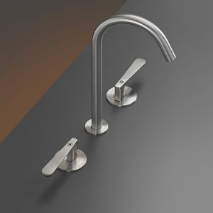 Ścienna bateria dwuuchwytowa Lutezia w satynowym wykończeniu Bronze, Cea Design