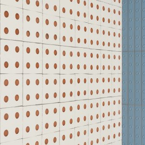 Mur Bloc outdoor z surowej terakoty na patio