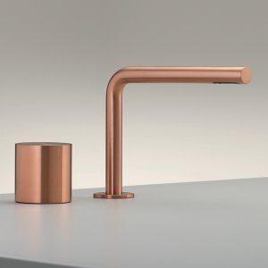 Dwuotworowa progresywna bateria Opus z obrotową wylewką w satynowym Copper