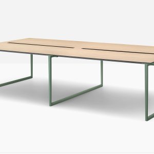 Stoły konferencyjne Toa 360 × 125 cm z czarnym laminatem kompaktowym